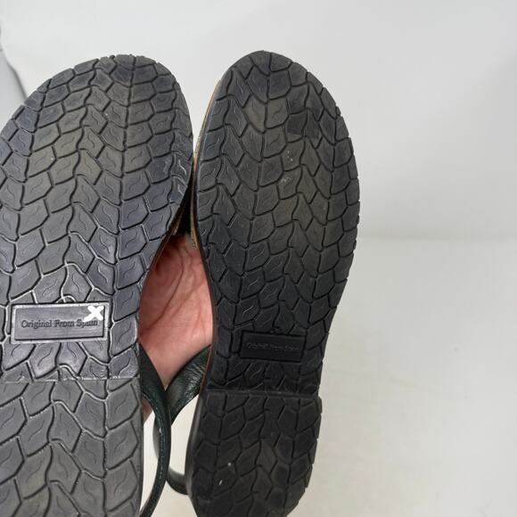 Morkas The Shoe Atelier Dark Green Leather Slingback Sandals Size 25 / US 5 - Picture 4 of 13